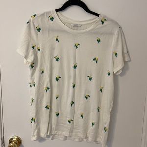 White Top with Embroidered Lemon Pattern